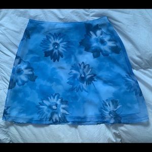 Insane vintage floral blue mini skirt